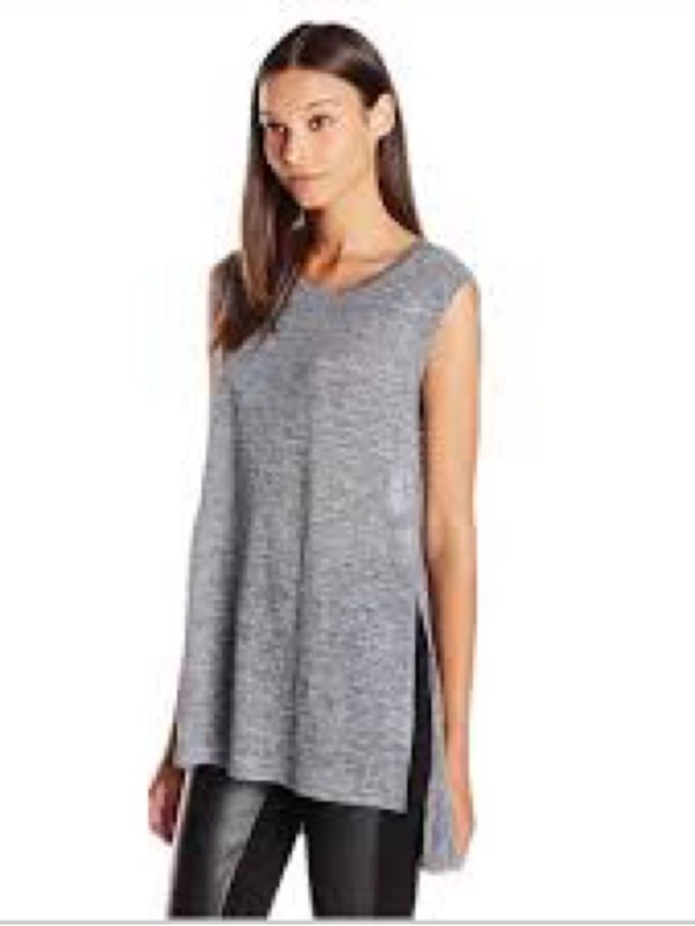 Michael Stars Linen Hi-Low Split Side Sleeveless Tunic Tank Size XS
